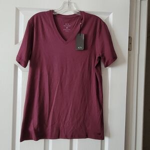 Armani Exchange Men's V-Neck T-Shirt - Deep Burgundy